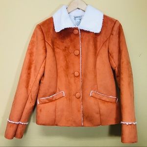 Chico’s Faux Suede Shearling Jacket.